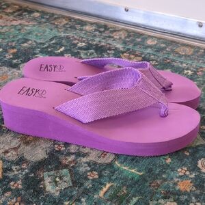 Easy USA Women's Lavender Platform Flip Flop Sandals
